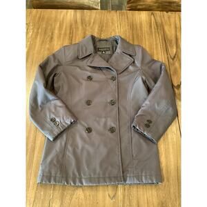 Gallery double breasted nylon jacket grey coat size small petite